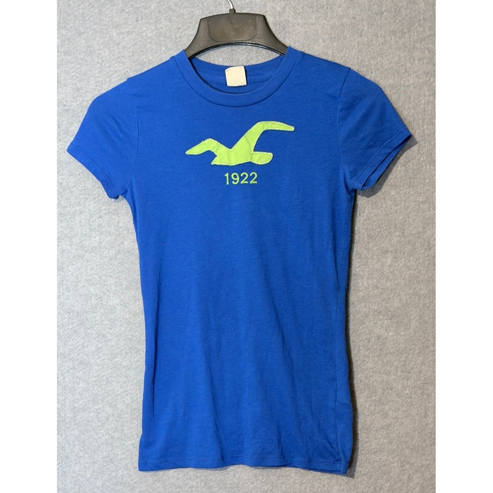 Y2K Hollister 2000s Skate Preppy Graphic Indie Retro Tee S Logo 1922 Applique SS